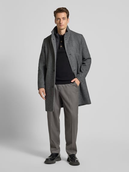Selected Regular fit lange wollen jas met gewatteerde inzet, model 'RAINAR' Antraciet - 1
