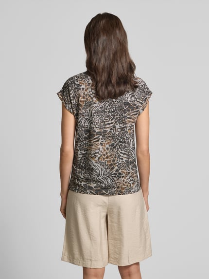 Soyaconcept T-shirt met geribde ronde hals Donkerbruin - 5