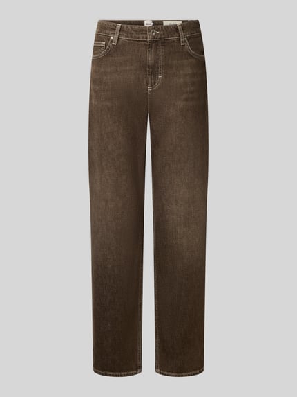 Produktfoto, braune Straight Fit Jeans aus Baumwoll-Mix Modell 'MADISON' von Brax, glatte Struktur, Damen Straight Fit Jeans von Brax