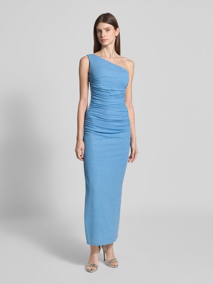 TROYDEN COLLECTION Avondjurk met one shoulder-band en plooien Rookblauw - 4
