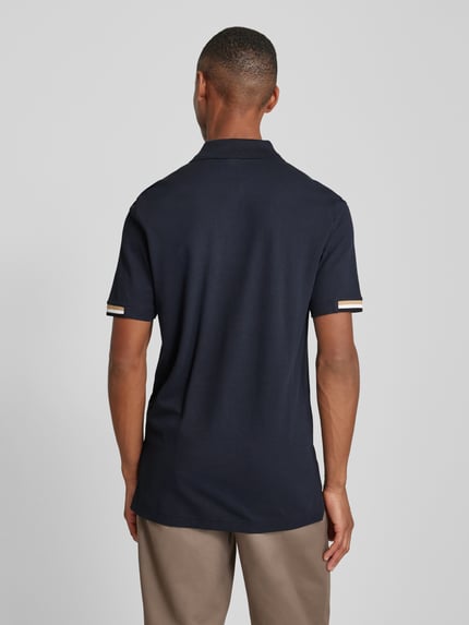 BOSS Poloshirt met labelprint, model 'Parlay' Marineblauw - 5
