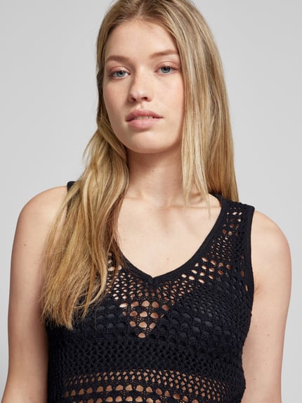 NOISY MAY® Gebreide top met ajourpatroon, model 'LAIKA' Zwart - 3