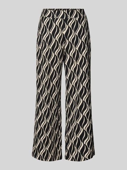 Produktfoto, Culotte mit Allover-Muster und elastischem Bund von Betty Barclay, Material-Mix mit Stretch-Anteil, Loose-Fit, schwarz-beige, Bundweite 38 cm, Innenbeinlänge 68 cm, Größe 36, strukturierte Oberfläche
