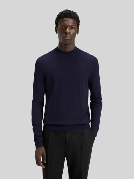 HUGO Regular Fit Strickpullover aus Viskose-Mix Modell 'SAN MARC' Marine 4