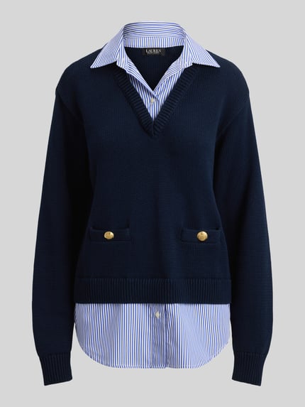 Lauren Ralph Lauren Pullover mit Zierknöpfen am Saum Marine Melange 2