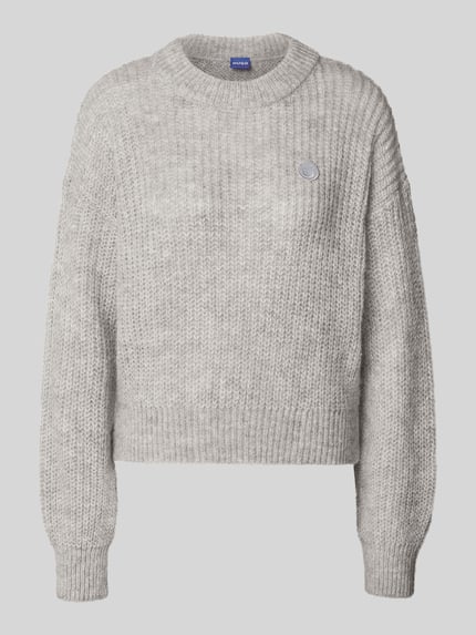HUGO Blue Relaxed Fit Strickpullover mit Alpaka-Anteil Modell 'SLOGERYNNA_B' Mittelgrau Melange 2