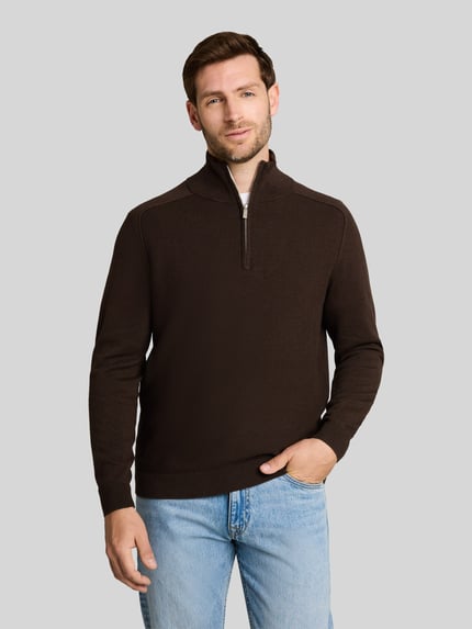 Tom Tailor Regular fit pullover met schipperskraag Donkerbruin - 4