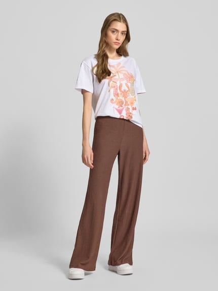 Colourful Rebel Loose fit T-shirt met motiefprint, model 'Beach Items' Wit - 1