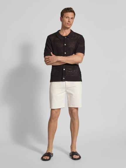 JACK & JONES Premium Regular Fit Strickshirt mit Knopfleiste Black 1