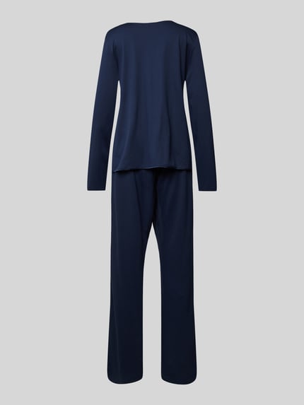 HANRO Pyjama met V-hals Donkerblauw - 3