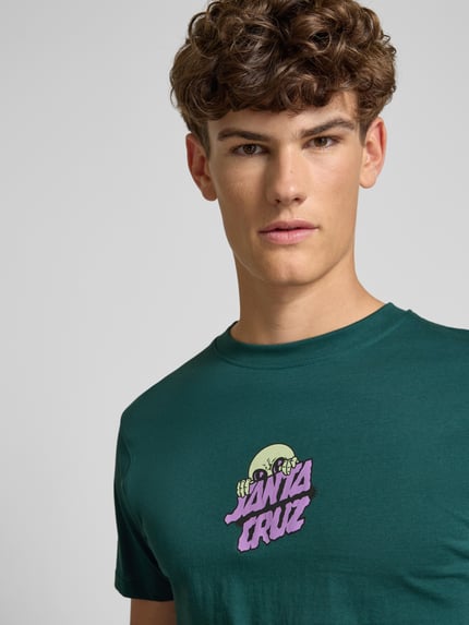 Santa Cruz T-Shirt mit Label-Print und Rundhalsausschnitt Petrol 3