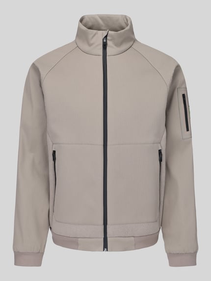 BOSS Green kurtka w kroju regular fit z poliestru z elementami ze sztruksu i polaru Piaskowy 2