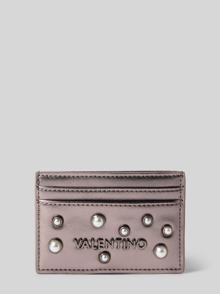 Valentino Bags Kartenetui mit Perlenapplikation Modell 'GINZA' Anthrazit 1