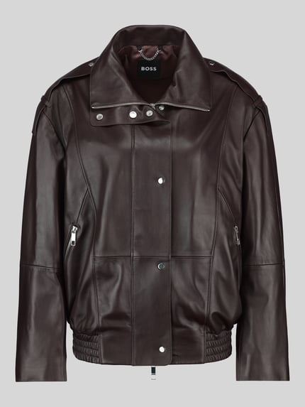 BOSS Lederjacke mit Schulterklappen Modell 'Savani' Dunkelbraun 1
