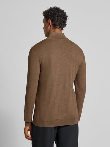 Selected Regular fit gebreid jack van puur katoen, model 'BERG' Zand - 5