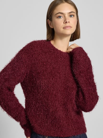 NOISY MAY® Gebreide pullover van effectgaren, model 'SASSY' Bordeaux - 3
