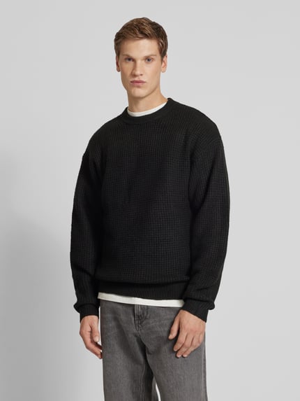 JACK & JONES Gebreide pullover met structuurmotief, model 'OLLIE' Zwart - 4