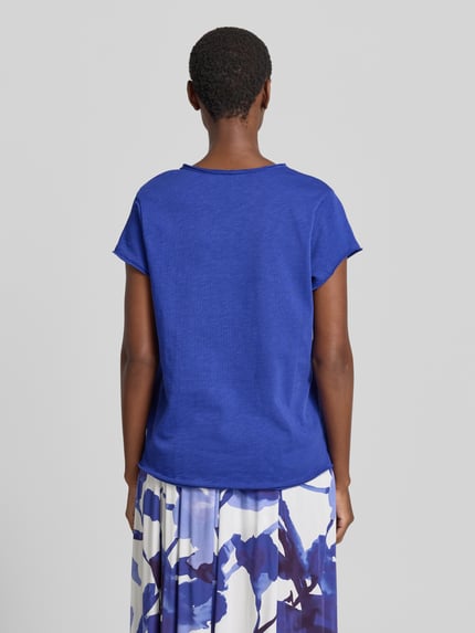Smith and Soul T-shirt met rolzoom en V-hals Koningsblauw - 5