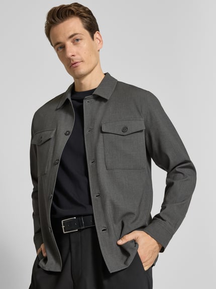 Lindbergh Hemdjacke mit Knopfleiste Mittelgrau 3