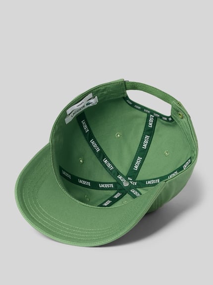 Produktfoto, Basecap aus reiner Baumwolle von Lacoste, efekt: jednolity kolor, naszywka z logo, wytłoczone logo, daszek, zapięcie na klamrę, wykończenie materiału: tkana faktura, materiał: bawełna