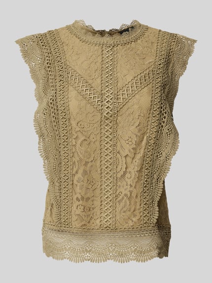 s.Oliver BLACK LABEL Regular fit blouse van kant Kaki - 2