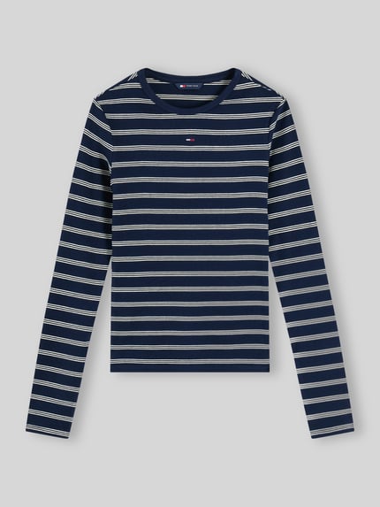 Tommy Jeans Slim Fit Langarmshirt aus Baumwoll-Mix Marine 2