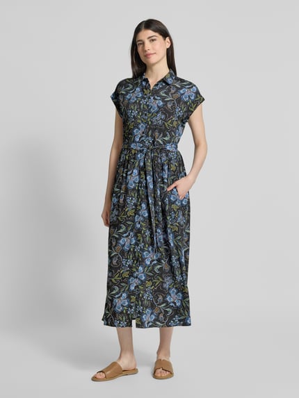Jake*s Casual Overhemdjurk van viscose met strikceintuur Zwart - 4