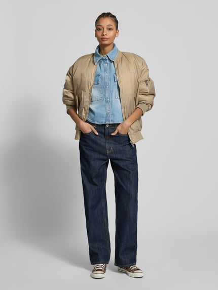Goldgarn Korte overhemdblouse in jeanslook Lichtblauw - 1