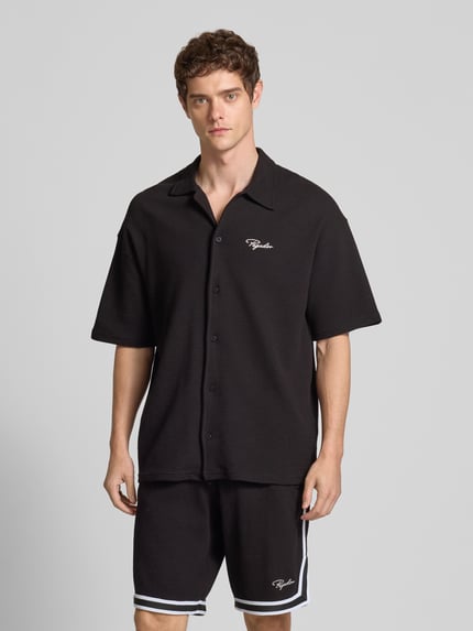 PEGADOR Relaxed Fit Freizeithemd mit Strukturmuster Modell 'SIGNAR' Black 4