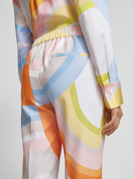 HERZENS Straight leg stoffen broek met all-over print Oranje - 3
