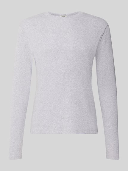Productfoto, Slim Fit Longsleeve uit puur katoen model 'Enil' van DRYKORN, structuurpatroon, ronde hals, lichtgrijs
