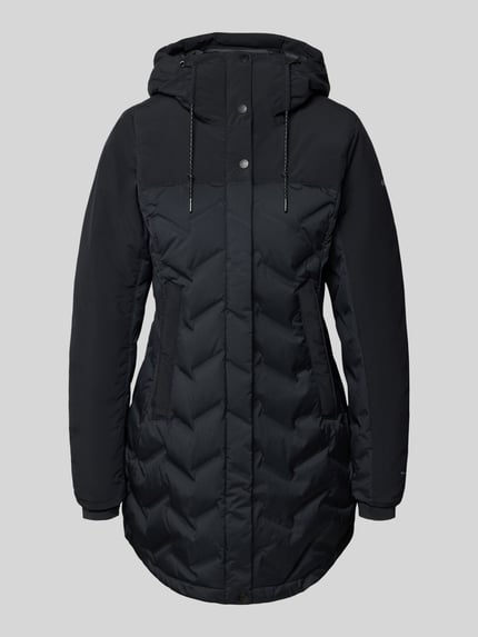 Produktfoto, Mantel mit Stepp-Optik Modell 'Mountain' von Columbia, tailliert, Kapuze, Eingrifftaschen, strukturierte Oberfläche, schwarze Farbe
