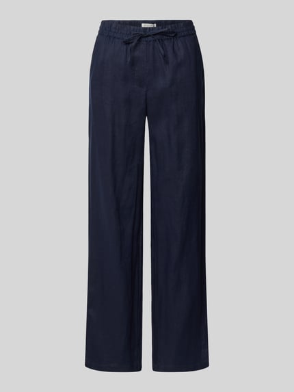 Produktfoto, Leinenhose mit elastischem Bund und Gesäßtaschen von Christian Berg Woman in Dunkelblau, Regular-Fit, Reines Leinen