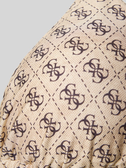 Produktfoto, Bikini-Oberteil mit Allover-Logo-Print von Guess im cremefarbenen Elastischer-Material-Mix, Textur mit Logo-Detail, Triangel-Optik