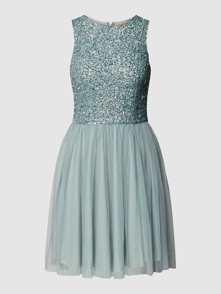Lace & Beads Cocktailkleid in Minilänge mit Paillettenbesatz Dunkelgrau 2