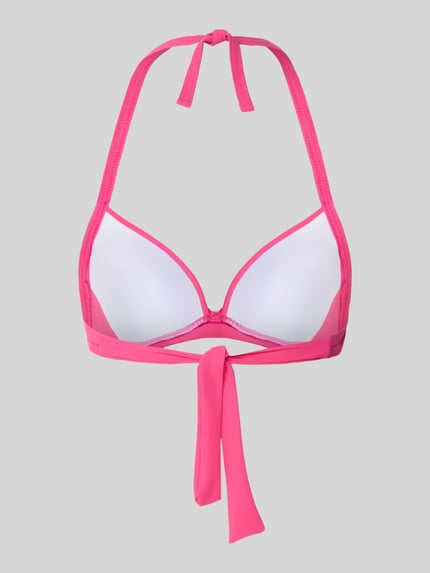 Produktfoto, Bikini-Oberteil mit Schnürverschluss Modell 'EYRO' von Banana Moon in Pink-Weiß, Material-Mix mit Stretch, körpernaher Schnitt