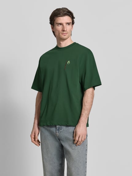 WOODBIRD T-Shirt mit Label-Detail Modell 'Beam' Dunkelgruen 4