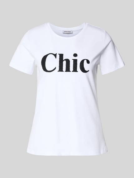 T-shirt met ronde hals en Parels Shop The Look MANNEQUINE