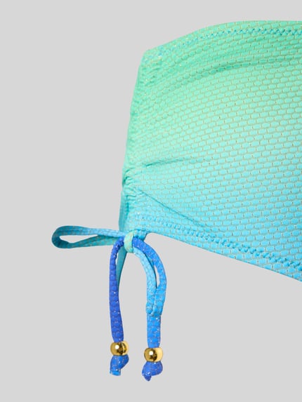 Produktfoto, Bikini-Slip mit seitlichem Tunnelzug Modell 'NUSA DUA' von Marie Jo, grün-blauer Farbverlauf, Zierperlen, Material-Mix mit Stretch-Anteil