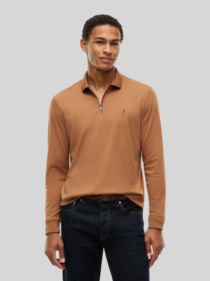Tommy Hilfiger Regular Fit Poloshirt aus reiner Baumwolle Modell 'LIQUID' Camel 4