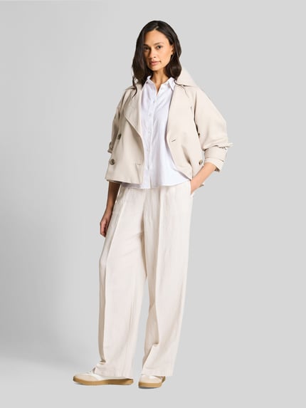 Tom Tailor Loose Fit Bluse aus Leinen-Viskose-Mix Weiss 1
