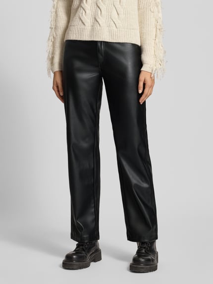 ONLY Wide leg broek in leerlook, model 'KIRI' Zwart - 4