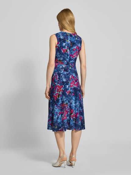 Lauren Ralph Lauren Midikleid mit Knoten-Detail Modell 'TESSANNE' Bleu Melange 5