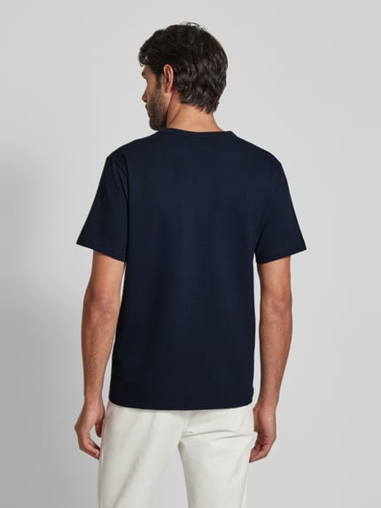 Selected T-Shirt mit geripptem Rundhalsausschnitt Modell 'SANDER' Marine 5