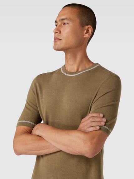 BOSS T-Shirt mit Kontraststreifen Modell 'Oricco' Schilf 3