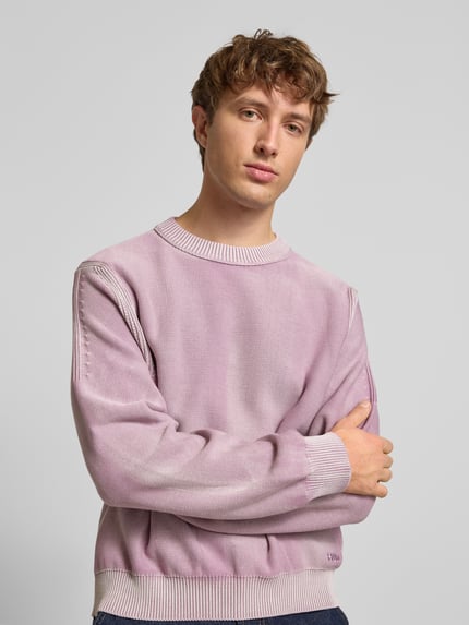 HUGO Blue Sweter z dzianiny o kroju regular fit z czystej bawełny model ‘SEBU’ Brudnoróżowy 3