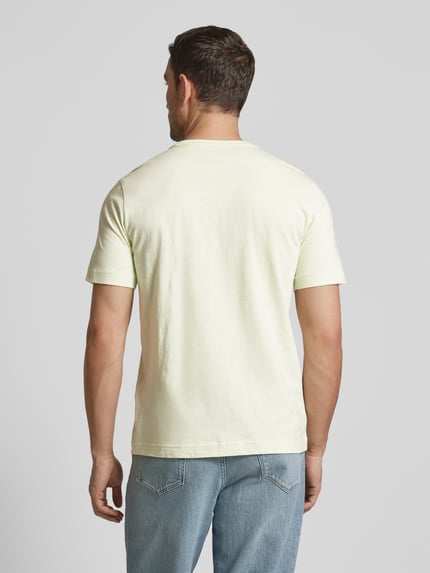 Tom Tailor T-shirt o kroju regular fit z czystej bawełny z gumowanym nadrukiem z logo Neonowy żółty 5