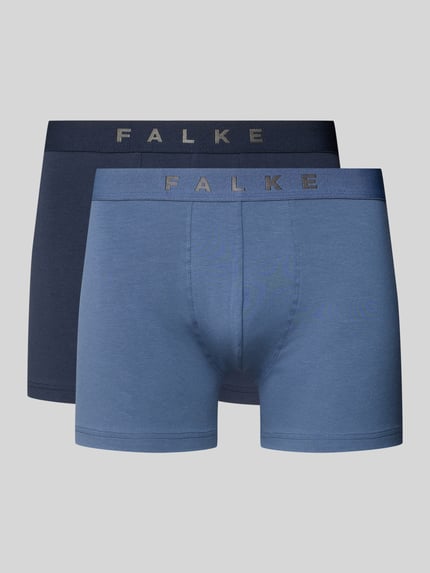 Produktfoto, Trunks im 2er-Pack mit elastischem Logo-Bund von FALKE, Daily Comfort, Baumwoll-Mix, eng anliegend, blaue Farbtöne, glatte Struktur