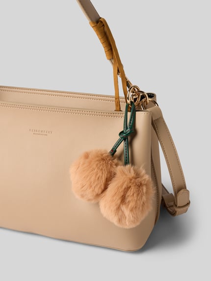 Seidenfelt Handtasche mit Anhänger Modell 'Lyby' Beige 3