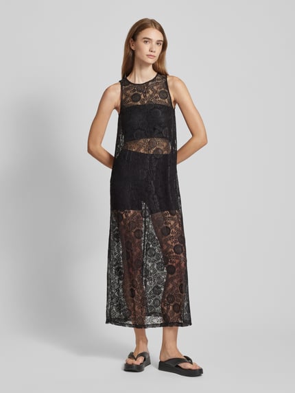 PIECES Maxikleid mit Ausbrenner-Effekt Modell 'OLLINE' Black 4